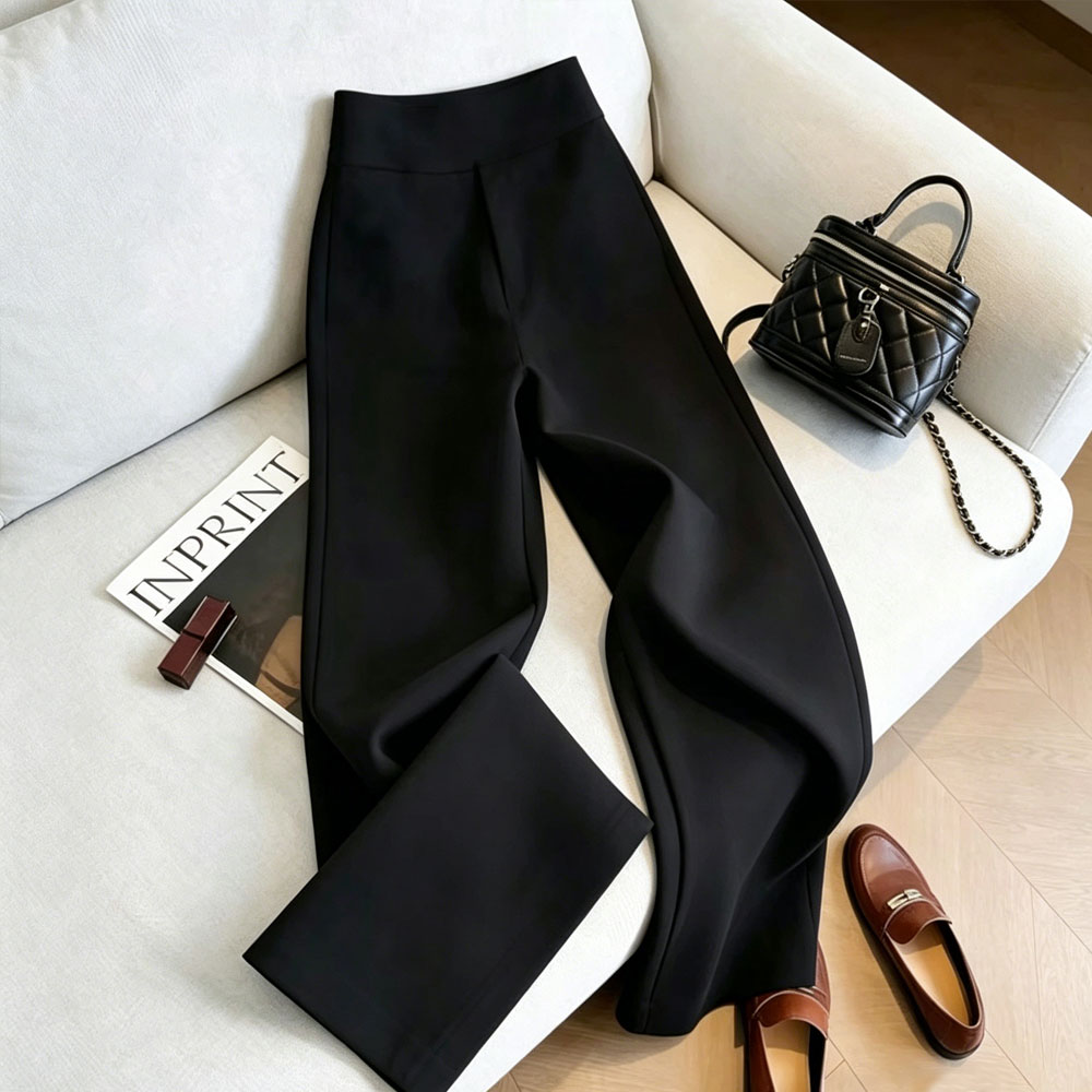 Women Formal Wear Black - Zarif Siyah Yüksek Bel Düz Geniş