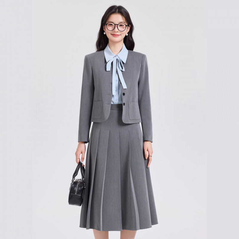 Women Formal Wear Interview - Kadınlar için Gri Kısa Takım Elbise