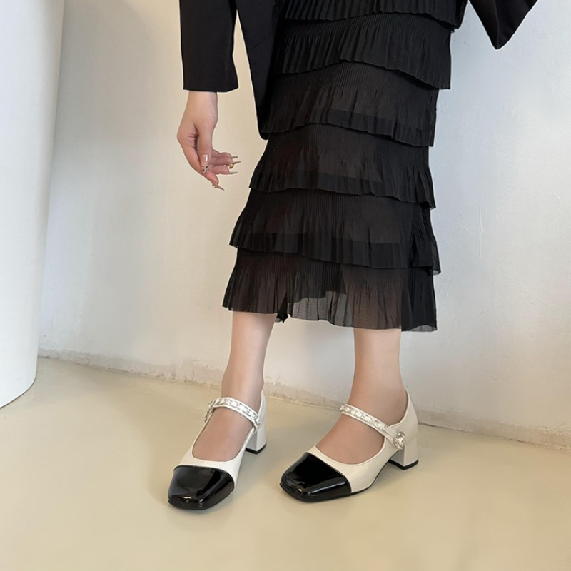 Formal Women Daily Wear Slippers - 2026 İnci Tokalı Kalın Tabanlı Terlikler