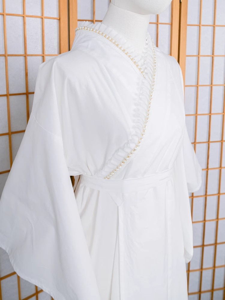 Women'S Formal Traditional Wear - Dantelli Kimono İç Giysisi Beyaz Renk