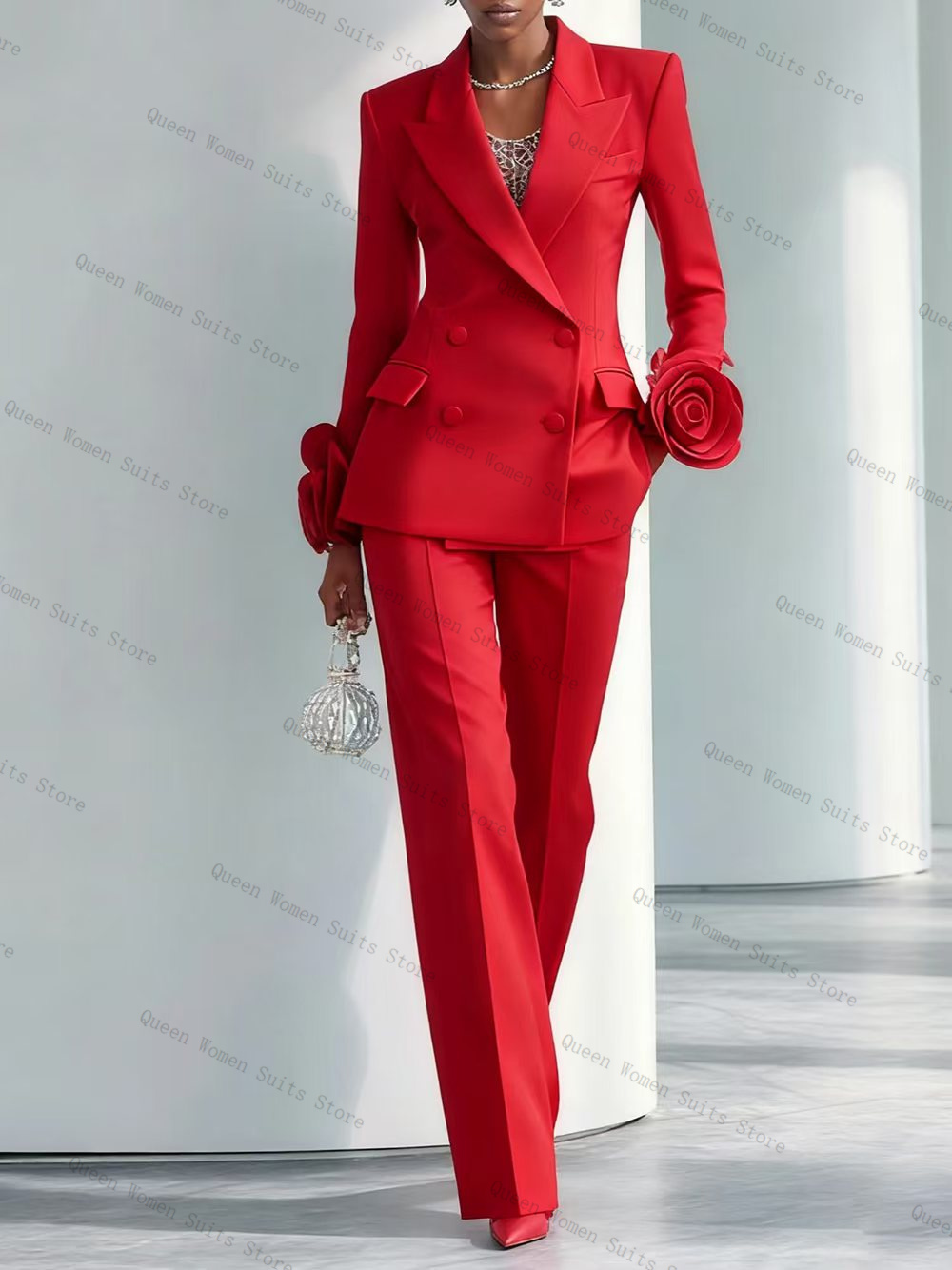 Women'S Formal Wear Wedding Guest - Lüks Kırmızı Kadın Takım Elbise Seti