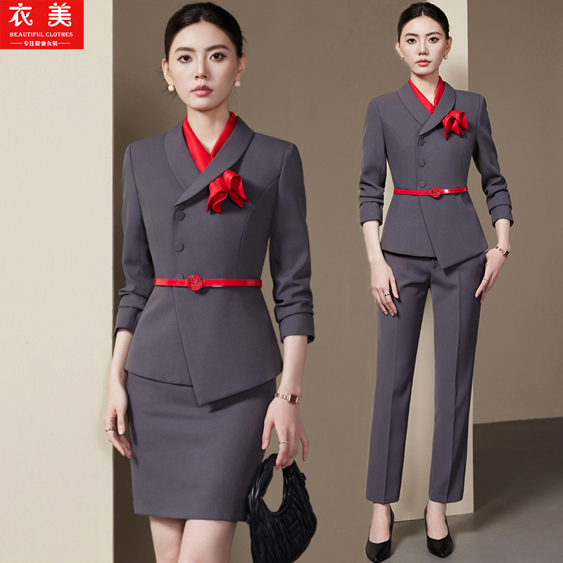 Women'S Formal Wear Stores - Gri Kadın Takım Elbise Seti2025Yeni Moda