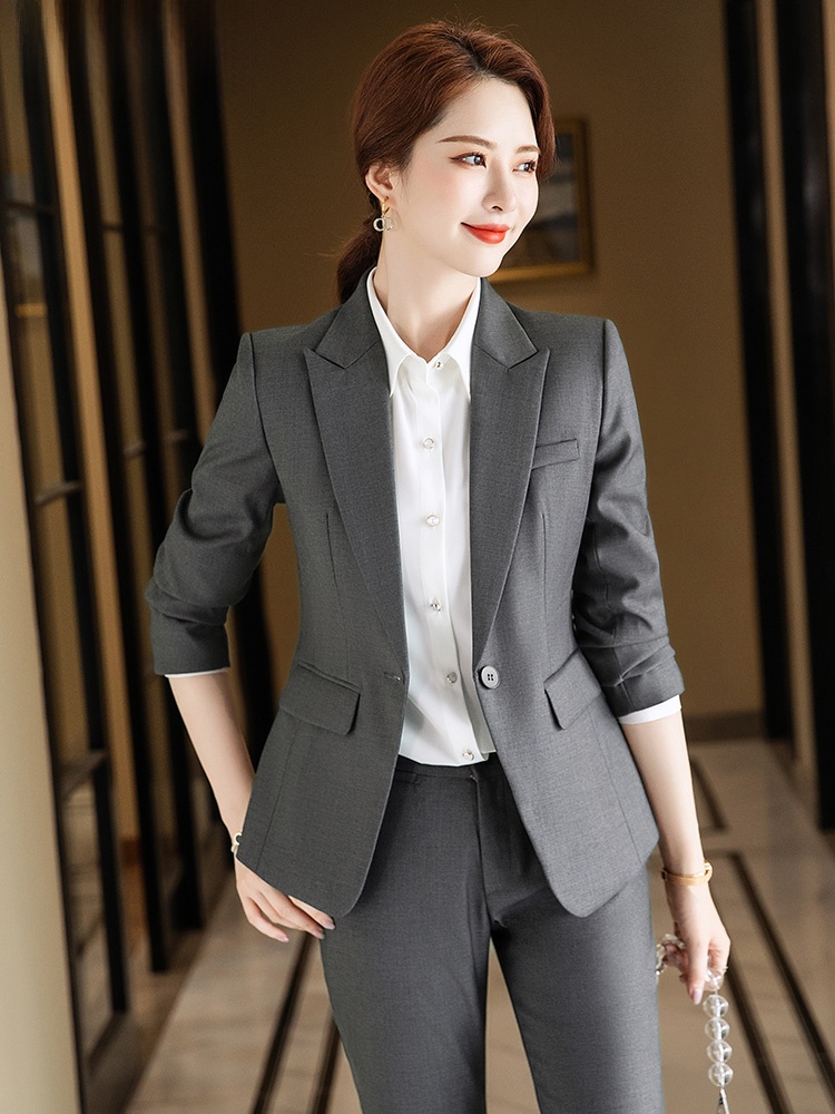 Women Formal Wear Interview - Kadınlar için gri takım elbise seti