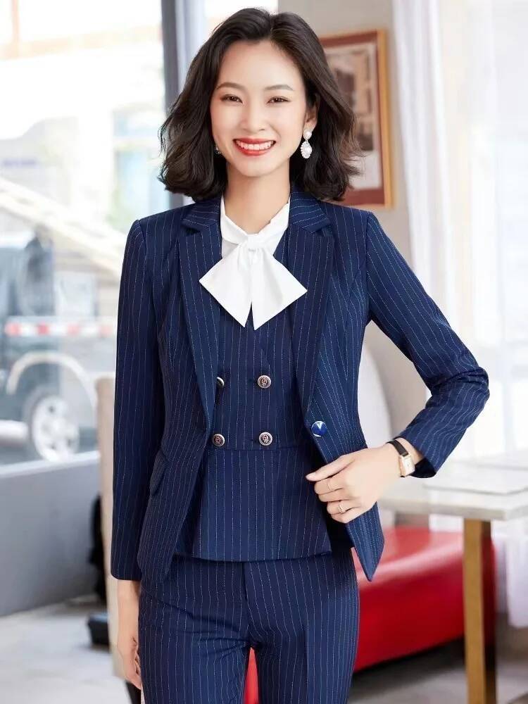 Women Formal Wear Interview - Şeritli Resmi İş Elbiseleri Kadın Profesyonel