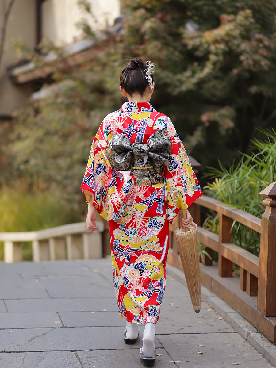 Women'S Formal Traditional Wear - Kadın Japon Geleneksel Kimono Kırmızı Modifiye