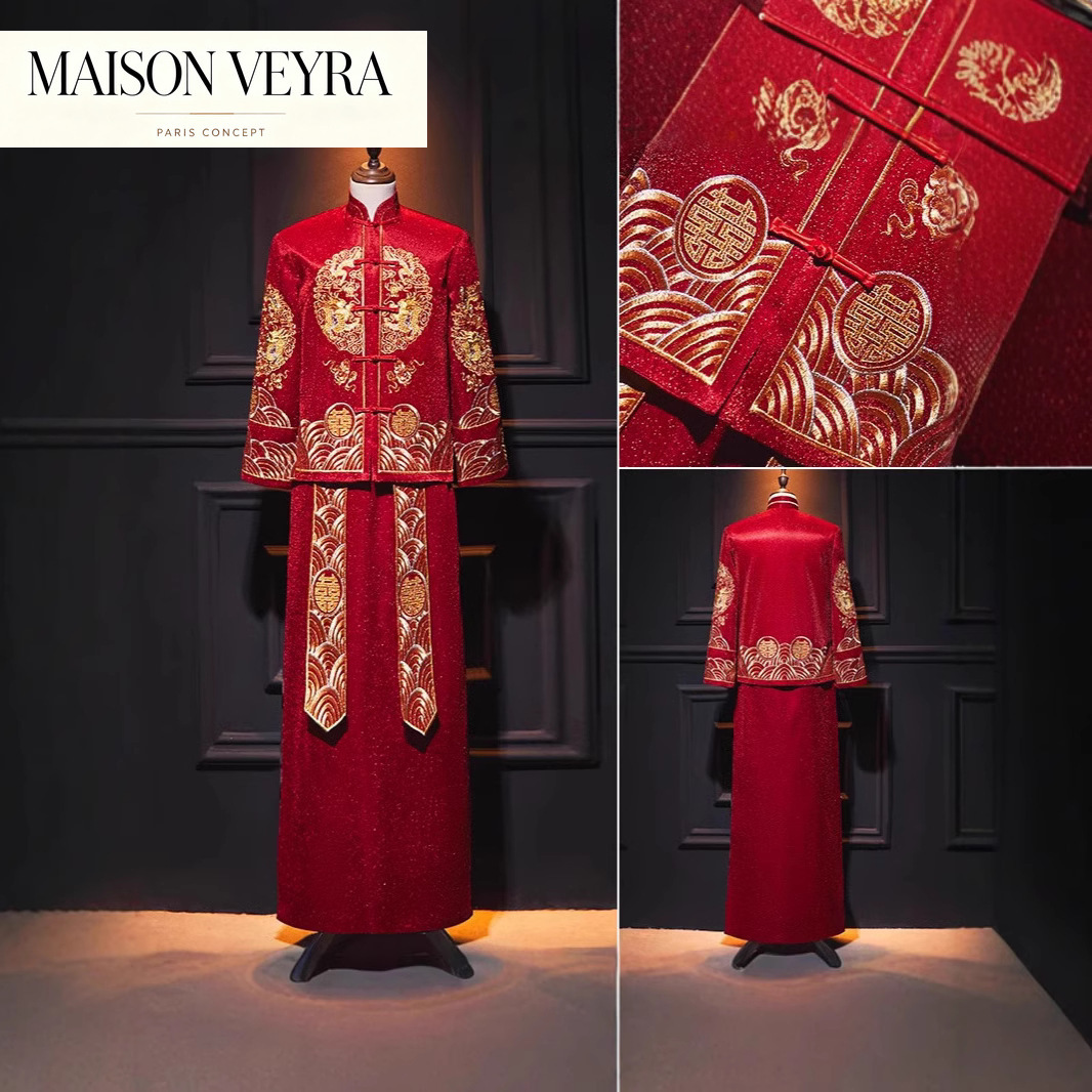 Women'S Formal Traditional Wear - Nakışlı Xiuhe Erkek Giyim Stili Damat