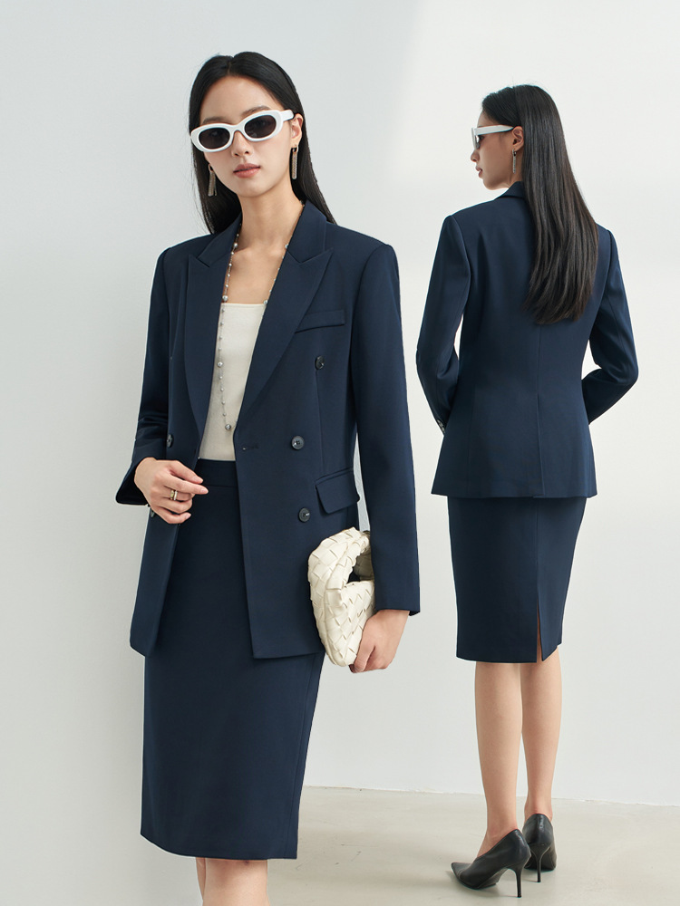 Women Formal Wear Interview - Kadınlar için Lacivert Profesyonel Etekli Takım
