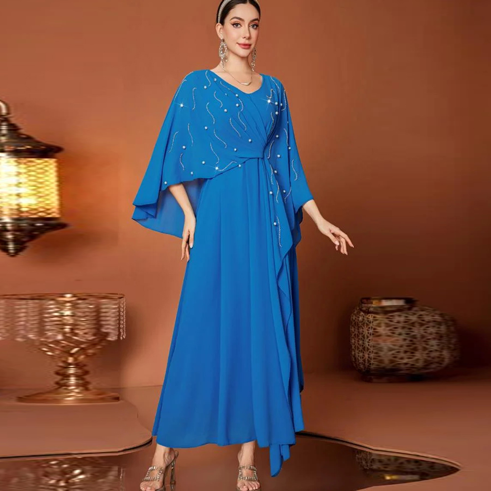 Women'S Formal Wear Wedding Guest - Lüks Abiye Elbiseler V Yaka Pelerin