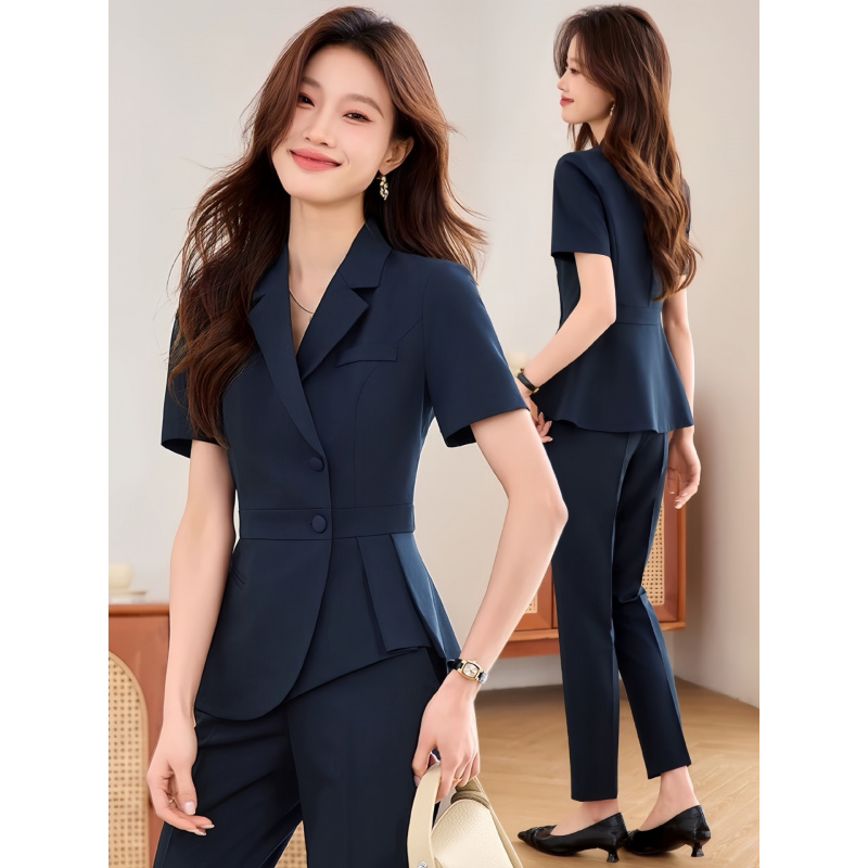 Women'S Formal Wear Stores - Lacivert kadın ince profesyonel takım elbise