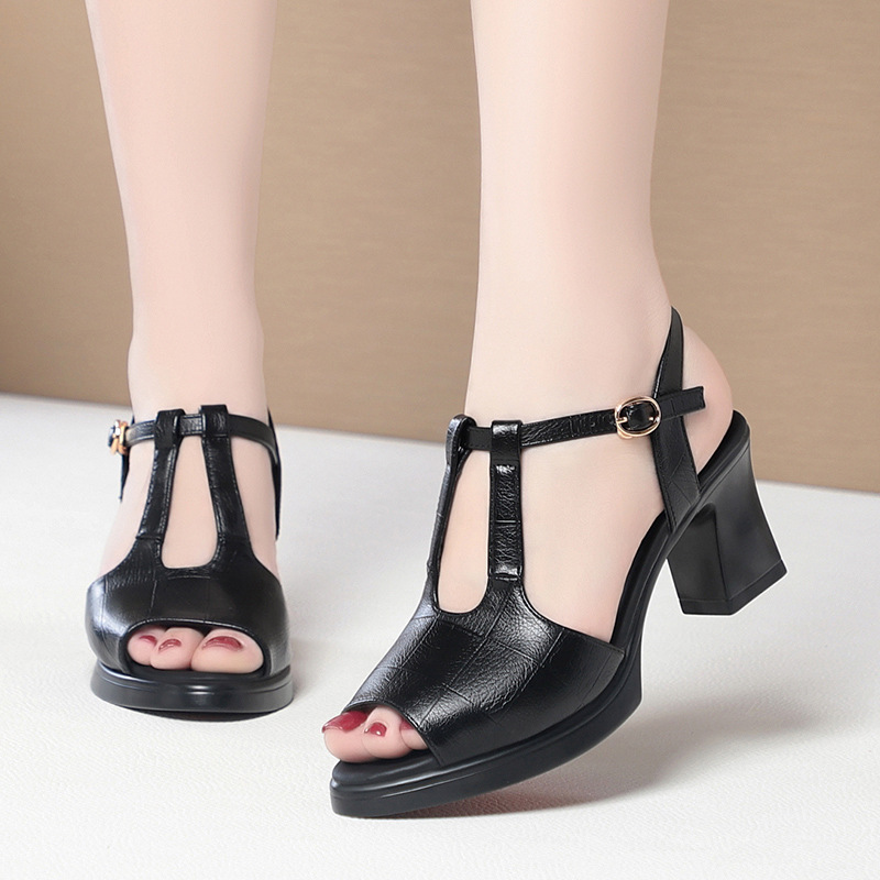 Kadınlar İçin Siyah Deri T-Ask - Formal Women Daily Wear Sandals incelemesi ve fiyatı