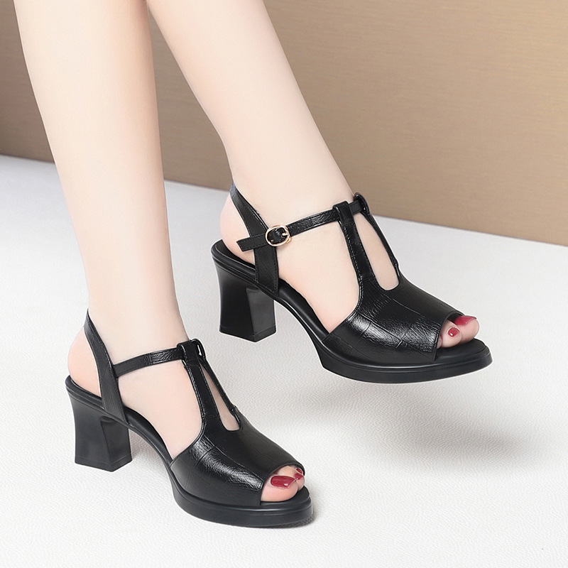 Kadınlar İçin Siyah Deri T-Ask - Formal Women Daily Wear Sandals incelemesi ve fiyatı