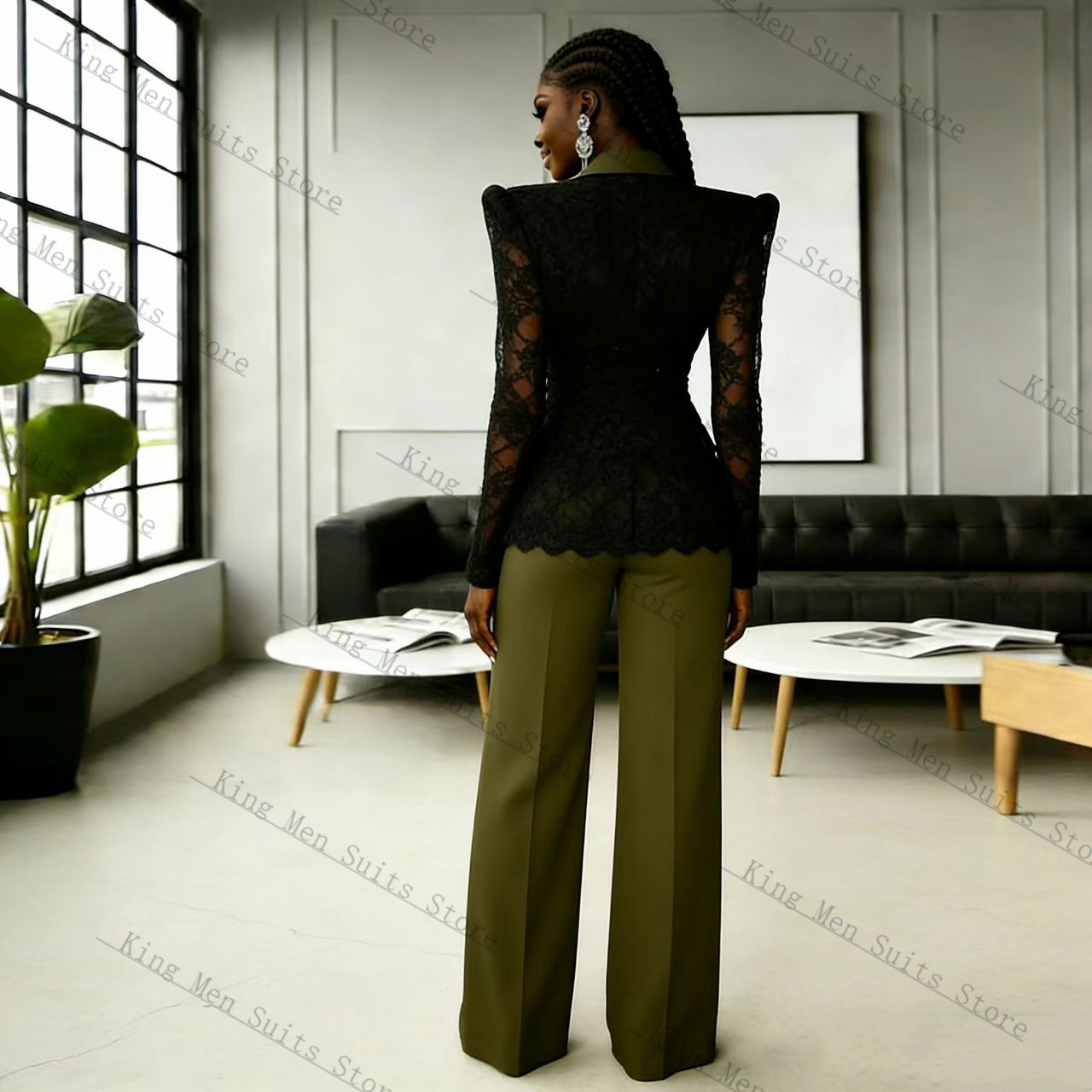 Yeşil Siyah Dantel Kadın Takım - Women'S Formal Wear Wedding Guest incelemesi ve fiyatı
