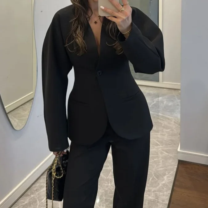 2025 Yeni Kadın Siyah V Yaka B - Women Formal Wear Black incelemesi ve fiyatı