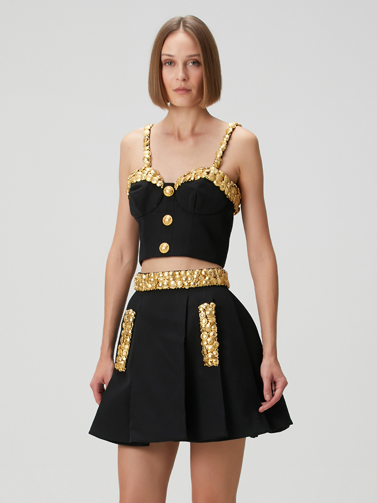 Altın Düğmeli VC Siyah İki Par - Women Formal Wear Black incelemesi ve fiyatı