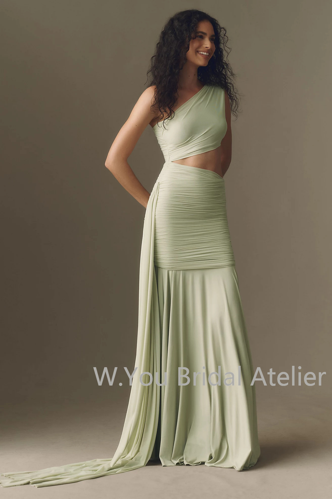 Yeşil Renkte Drapeli Tek Omuzl - Women'S Formal Wear Wedding Guest incelemesi ve fiyatı